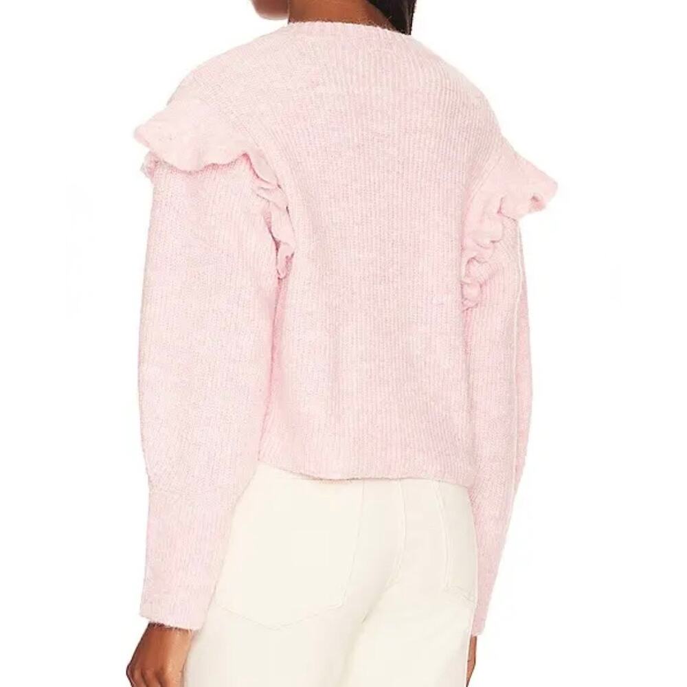 Tularosa x Revolve Shanae Ruffle Sweater Pink Ribbed Knit Size Small - Picture 2 of 8